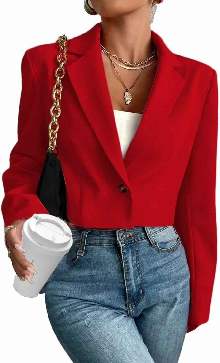 "2024 Mina Self Women's Lightweight Cropped Blazer - Summer Business Casual Office Jacket for Elegant Work Fashion"