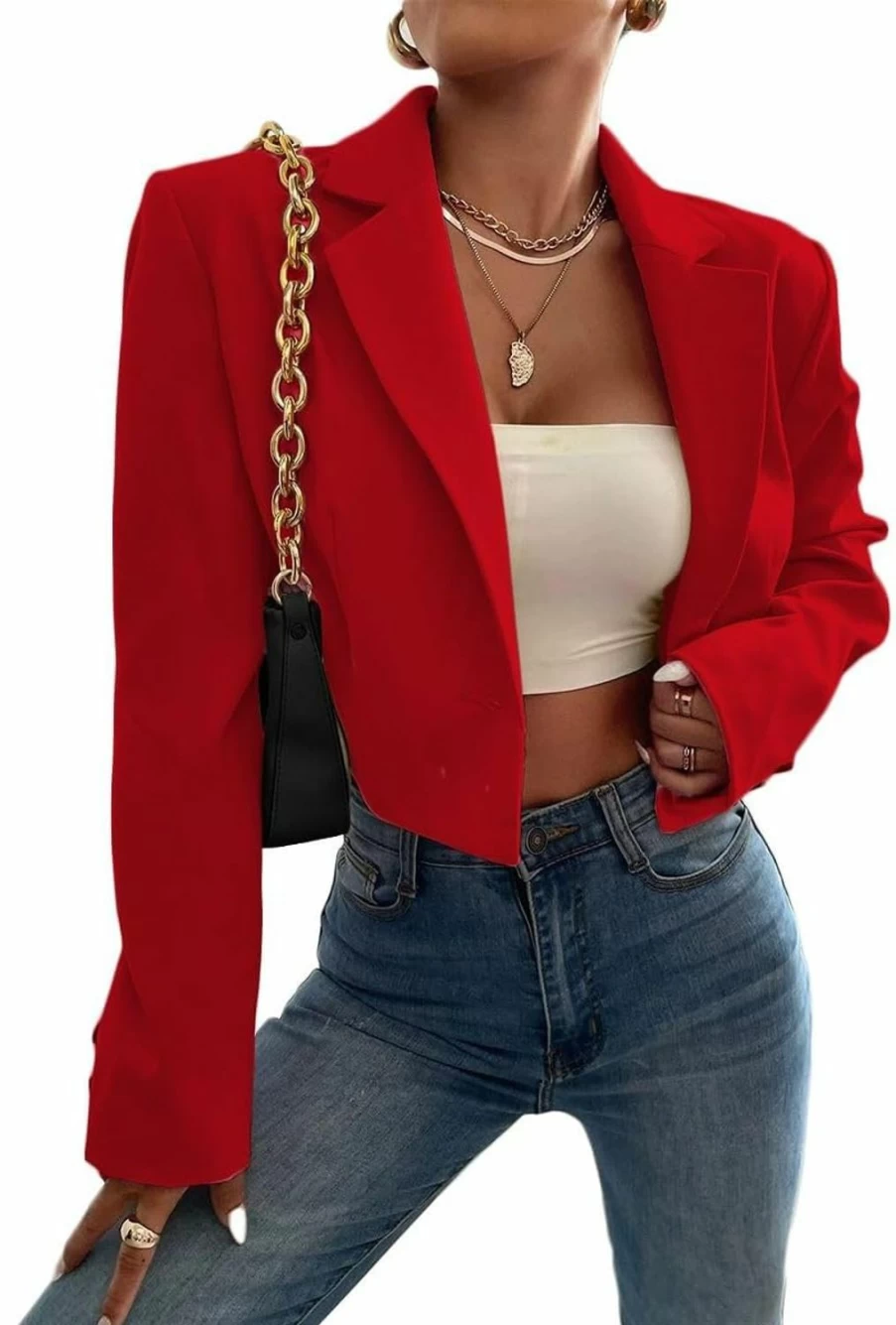 "2024 Mina Self Women's Lightweight Cropped Blazer - Summer Business Casual Office Jacket for Elegant Work Fashion"