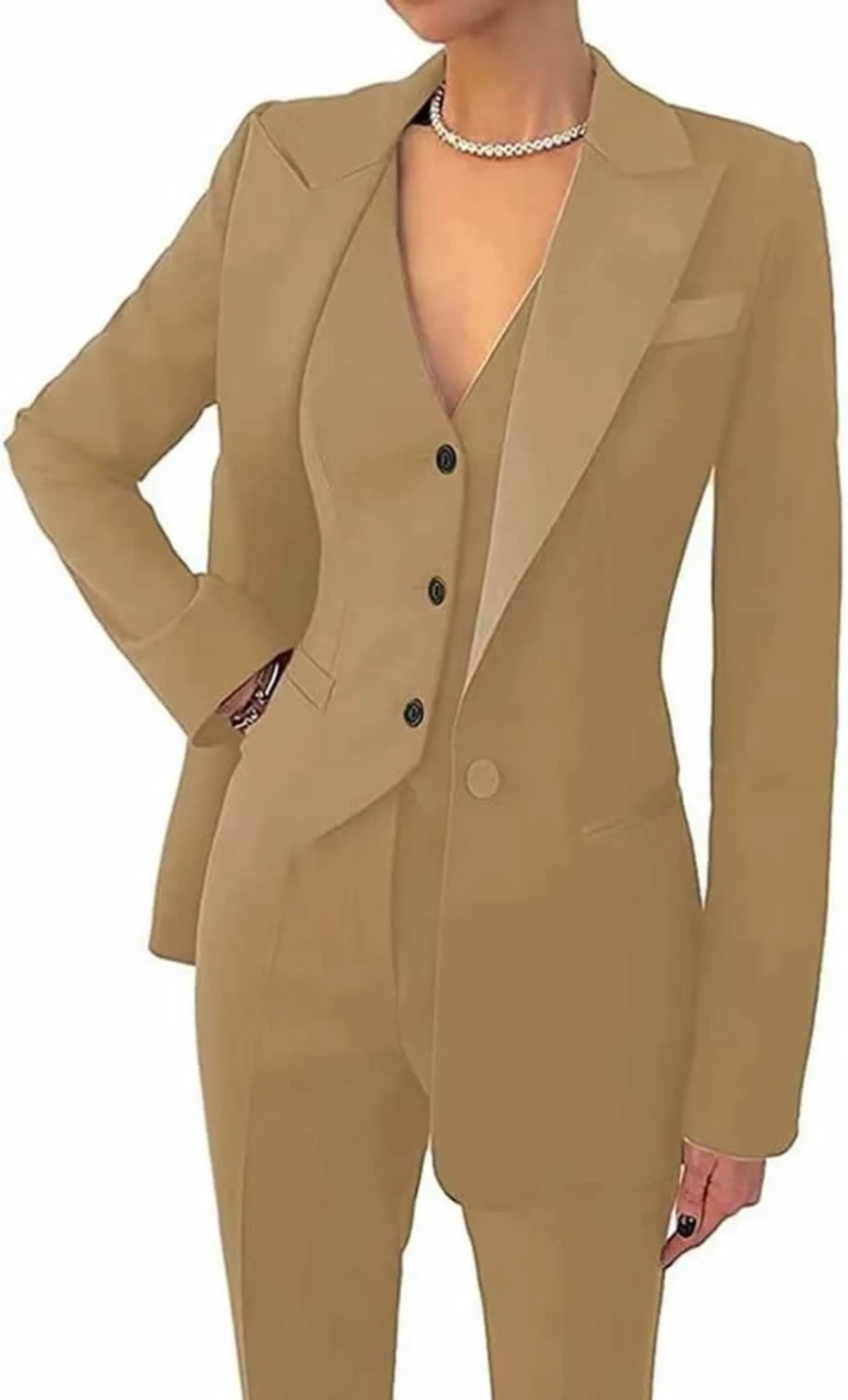 "Dowbins Women's 3-Piece Pant Suit Set - Wedding & Business Casual Tuxedo Outfit"