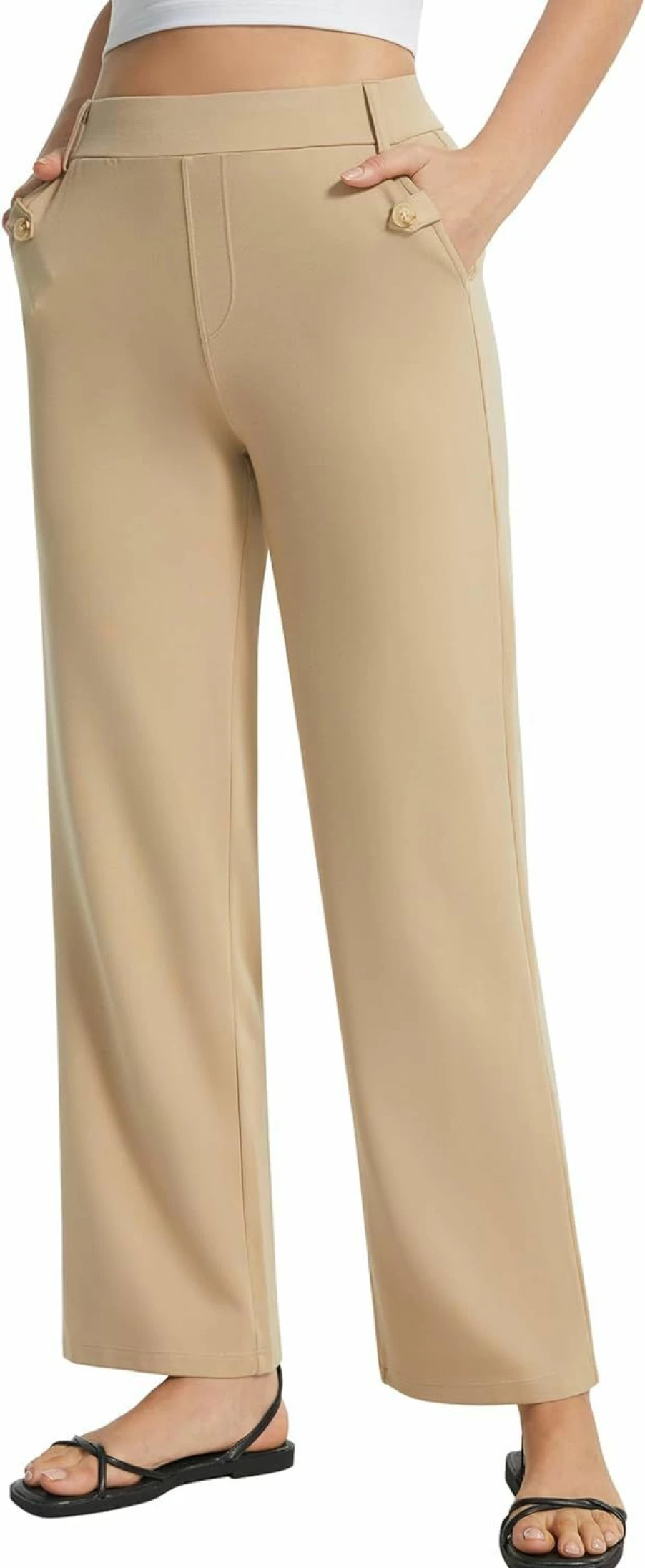 AFITNE Women's High Waist Yoga Dress Pants - Stretchy Business Casual Ankle Trousers for Work & Lounge