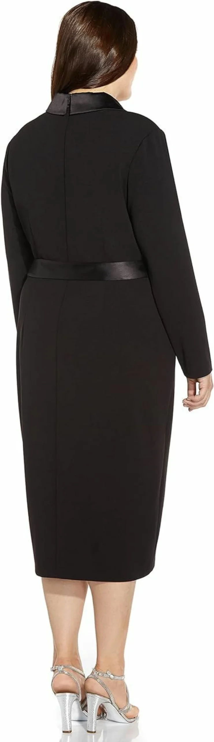 Adrianna Papell Women's Elegant Knit Crepe Wrap Dress with Tuxedo Style for Formal Occasions