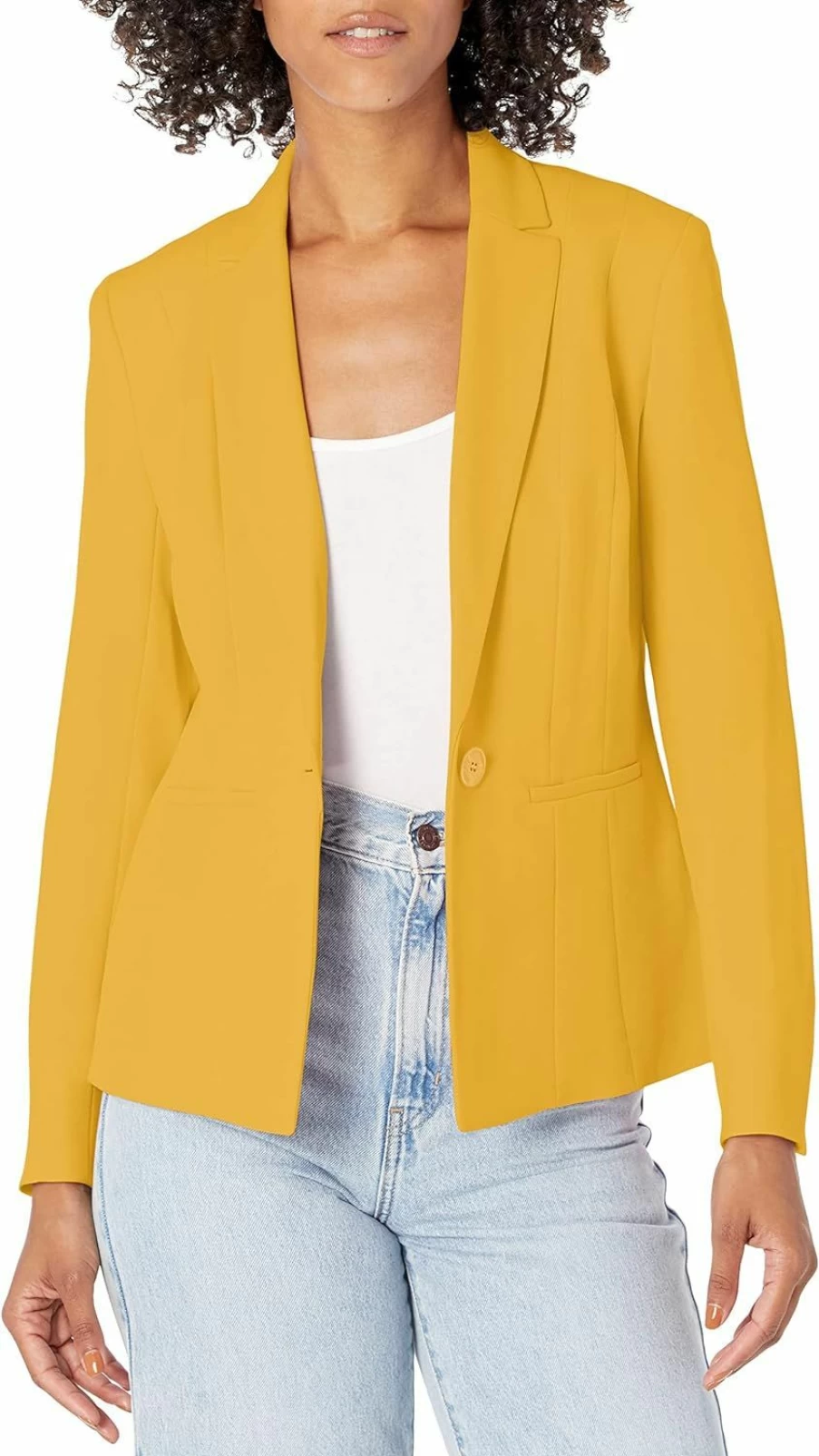 Kasper Women's Single Button Panel Seamed Jacket with Dual Slit Design
