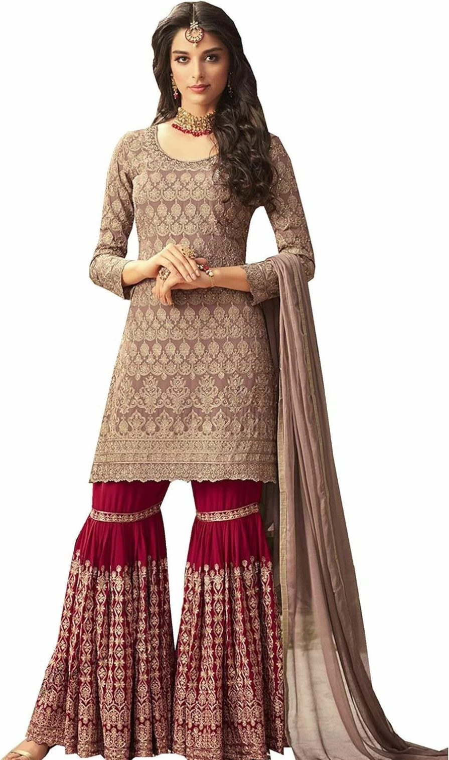 Ziya Women's Elegant Indian Pakistani Sharara Palazzo Suit - Mohini Collection