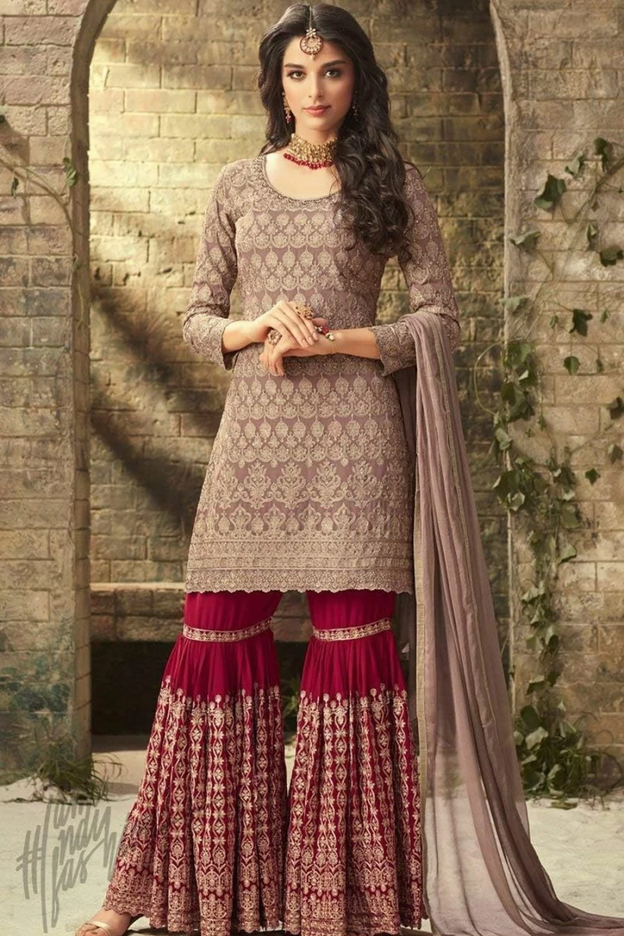 Ziya Women's Elegant Indian Pakistani Sharara Palazzo Suit - Mohini Collection
