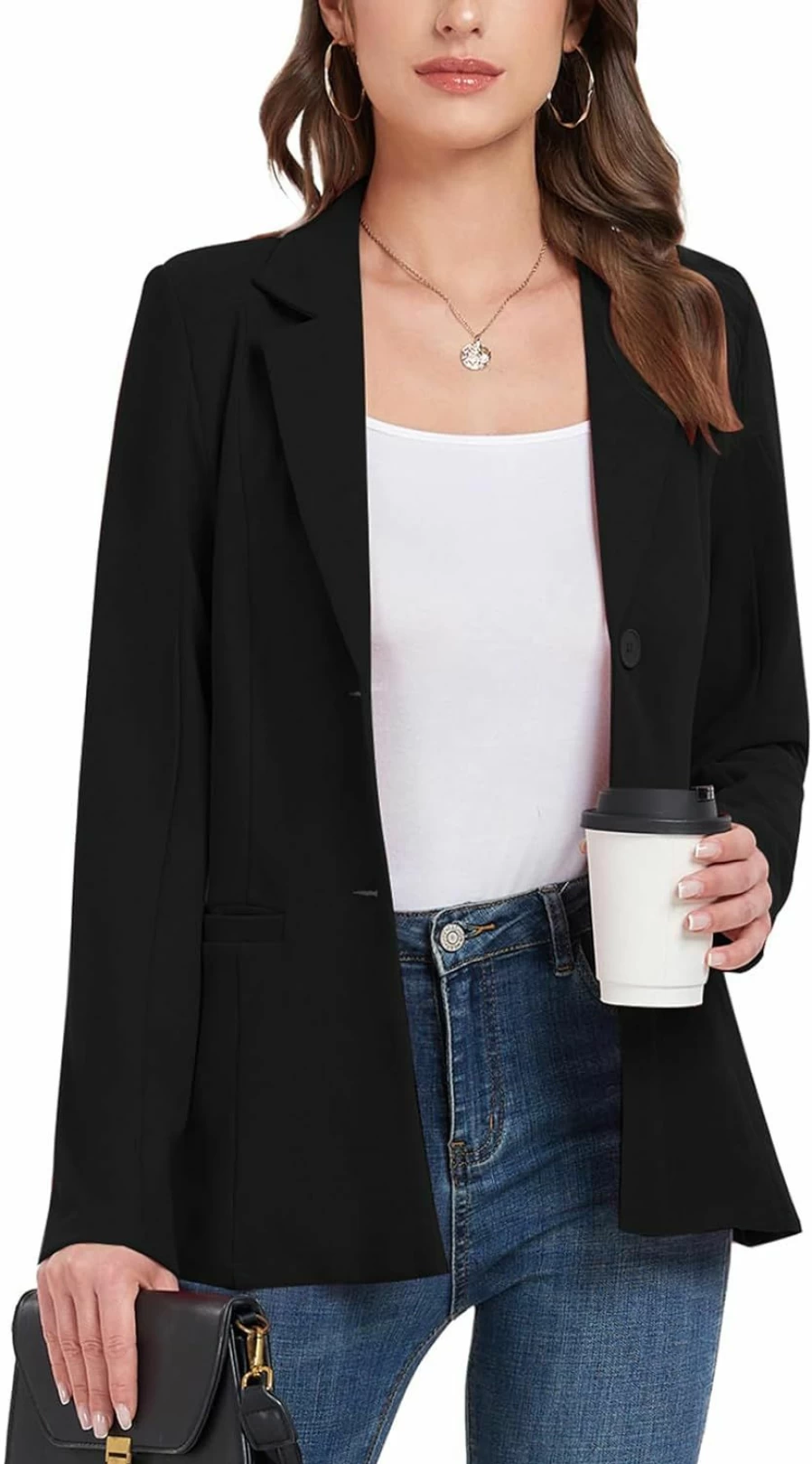 MINTLIMIT Women's Long Sleeve Open Front Blazer Jacket for Office Work with Pockets - 2024 Lapel Suit Jacket