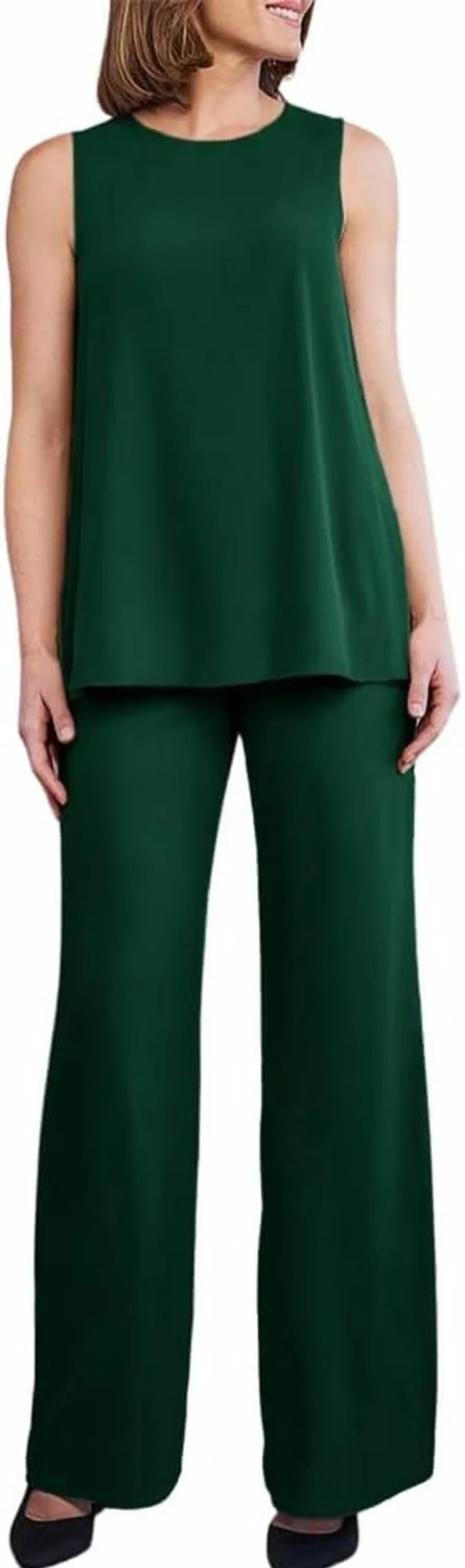 Zongqiven Women's Elegant 3-Piece Chiffon Pant Suit Set for Wedding Guest, Evening Party, and Prom Occasions