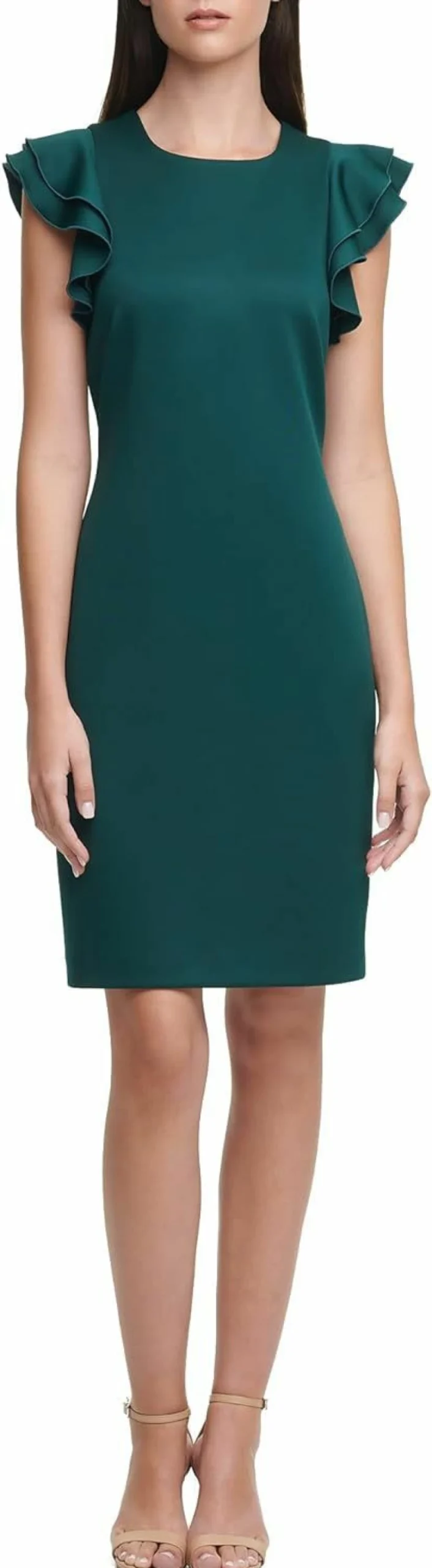 Tommy Hilfiger Women's Flutter Sleeve Scuba Dress - Casual Short Sleeve Bodycon Mini Dress