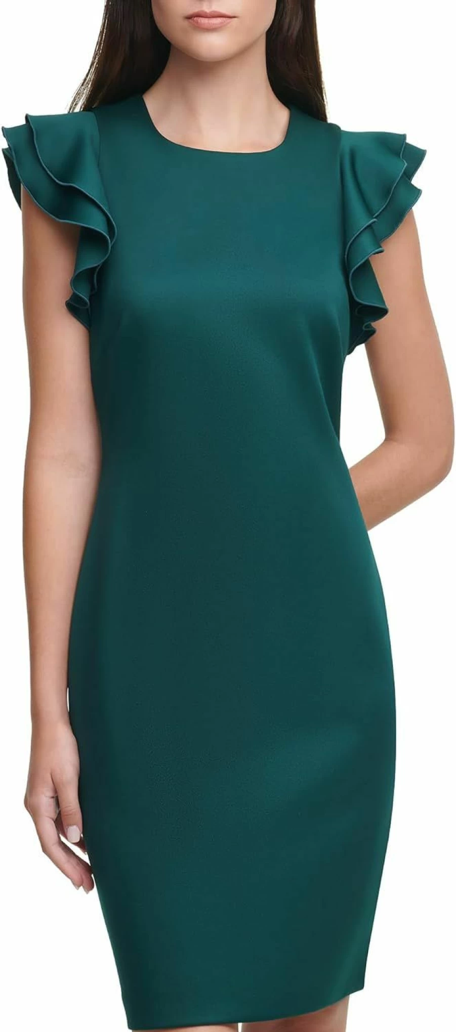 Tommy Hilfiger Women's Flutter Sleeve Scuba Dress - Casual Short Sleeve Bodycon Mini Dress