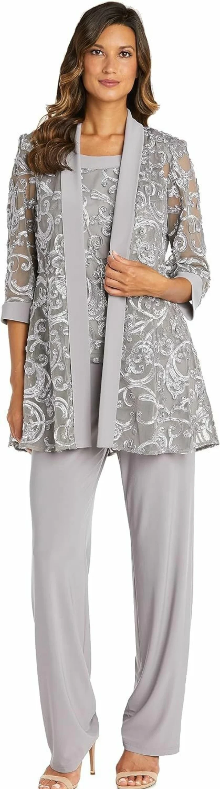R&M Richards Women's Classic Granite Pantsuit Set - Elegant Formal Suit for Women
