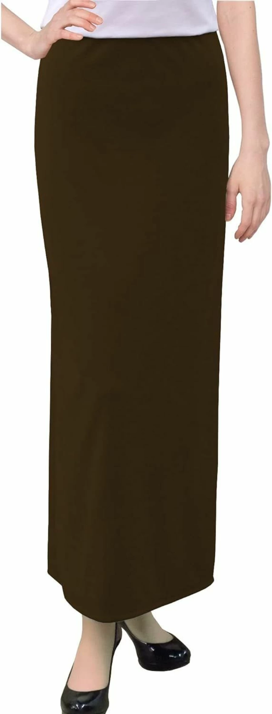 BABY O Women's Modest Ankle-Length Maxi Skirt - Straight Cut Below Knee 37" Long Basic Skirt