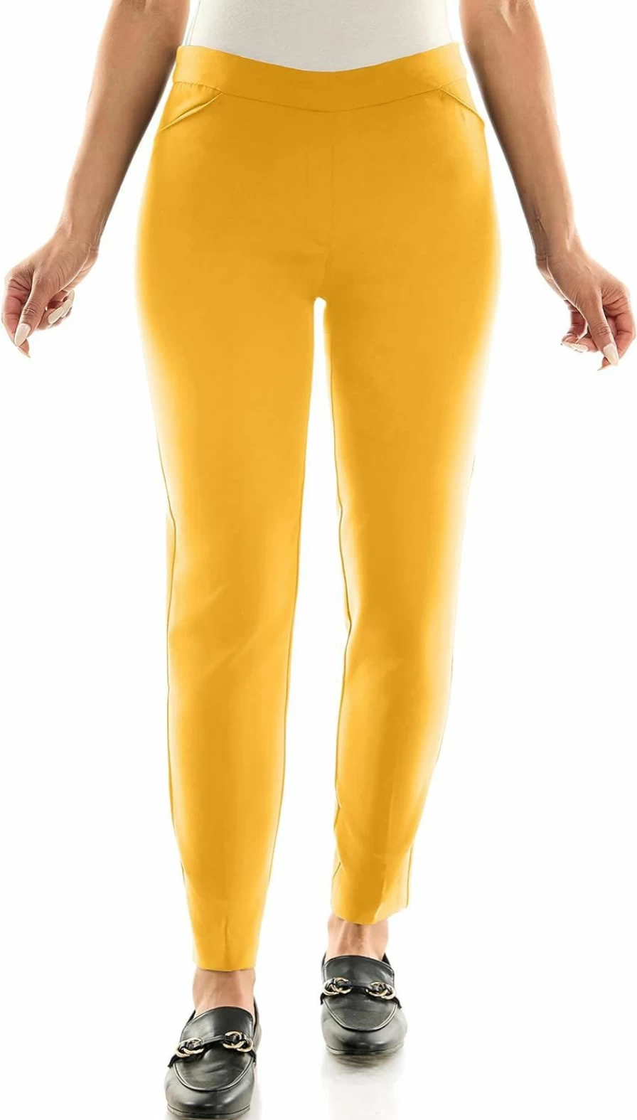 Zac & Rachel Women's Stretch Pull-On Ankle Pants with Elastic Waistband - Comfortable Casual Trousers