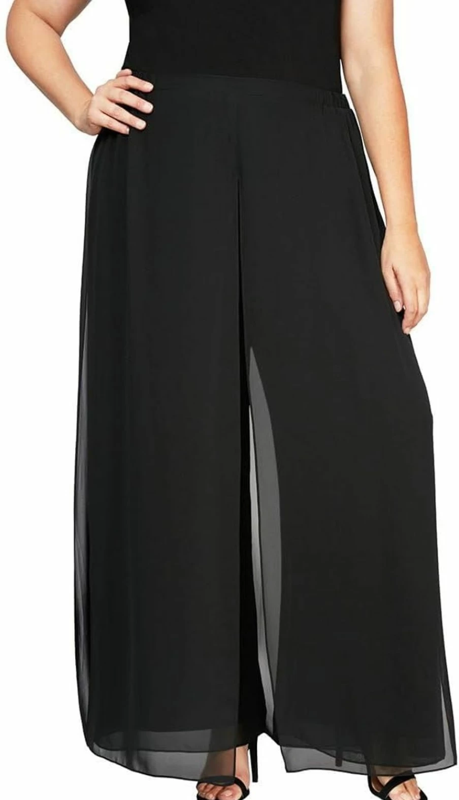 Alex Evenings Women's Plus Size Petite Wide Leg Dress Pants - Formal Full Length Trousers