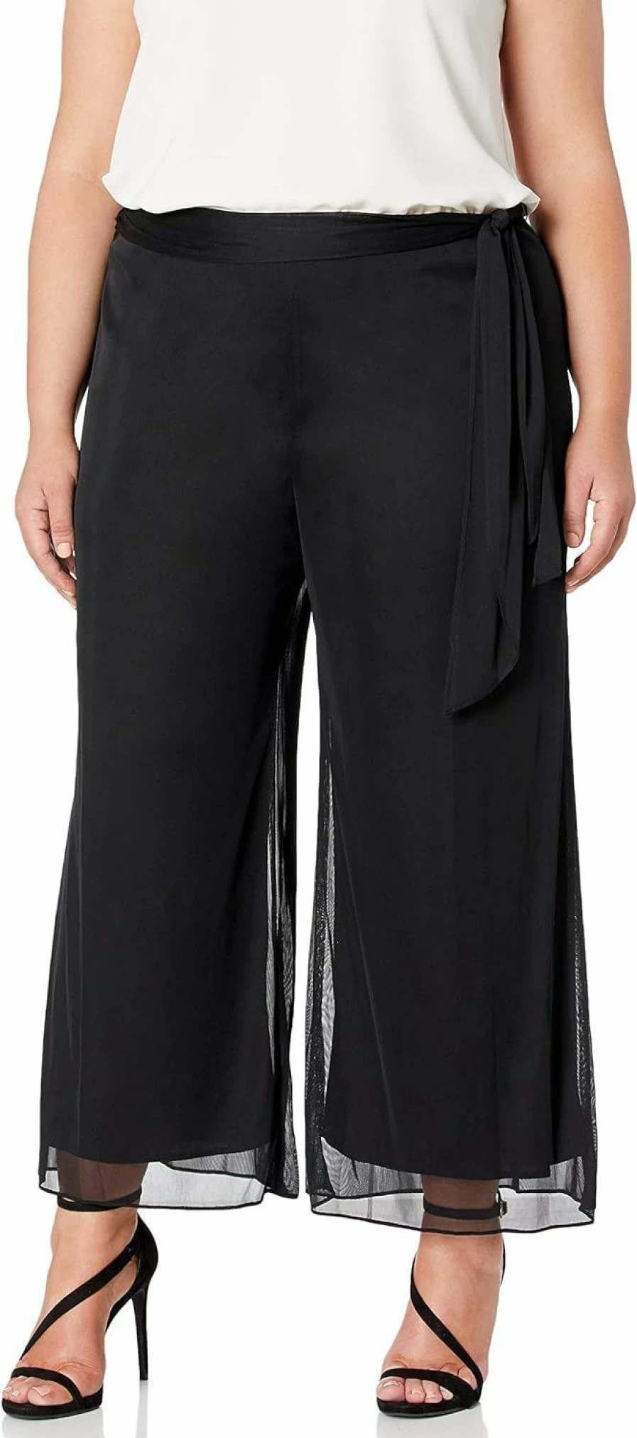 Alex Evenings Women's Plus Size Petite Wide Leg Dress Pants - Formal Full Length Trousers