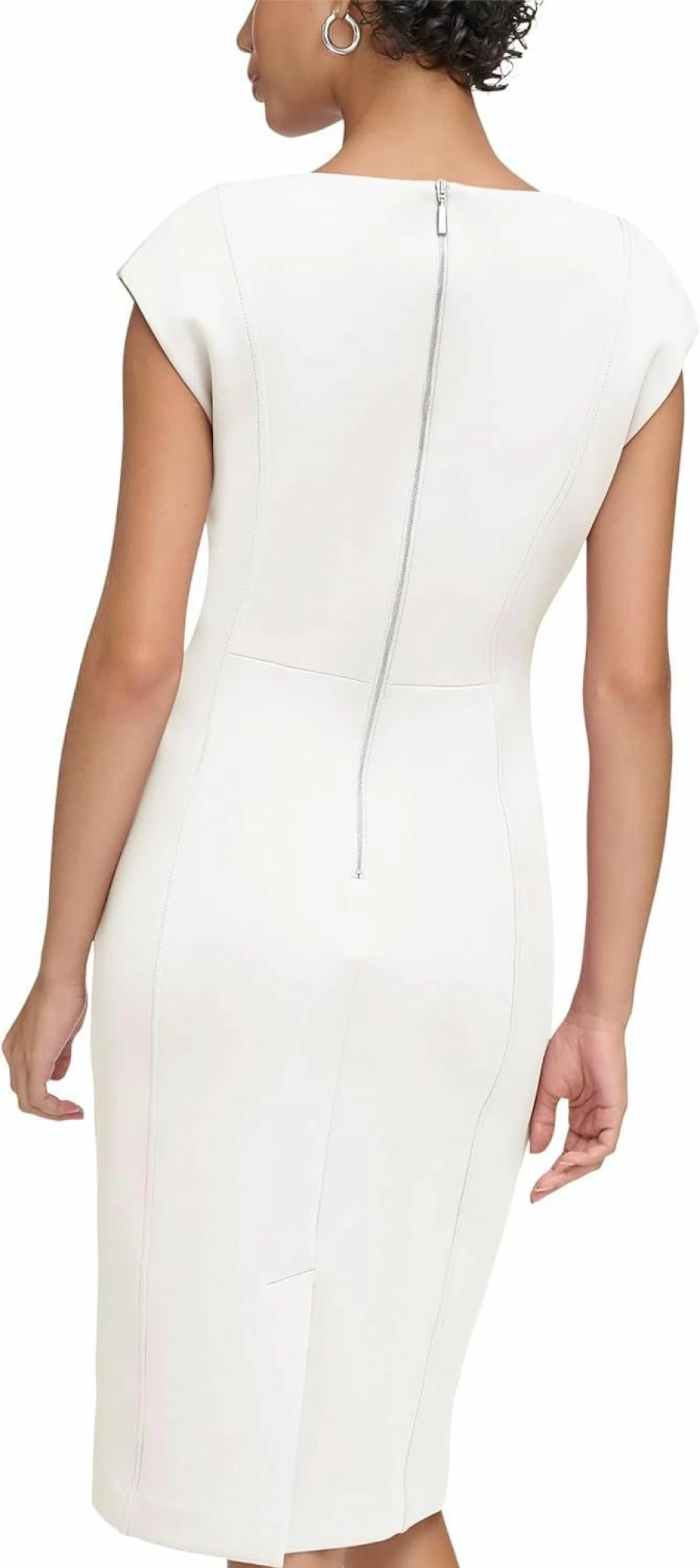 Calvin Klein Women's Scuba Short Sheath Dress with Hardware Belt Detail