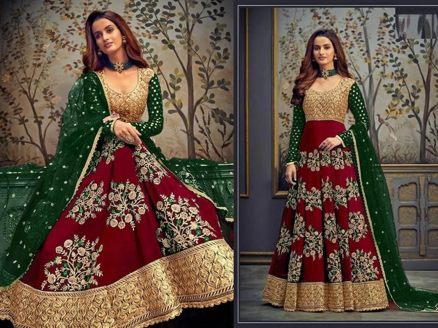 "Elegant Bollywood Style Anarkali Suit - Designer Abaya Ready To Wear for Wedding & Party - Women's Indian Pakistani Ethnic Outfit"
