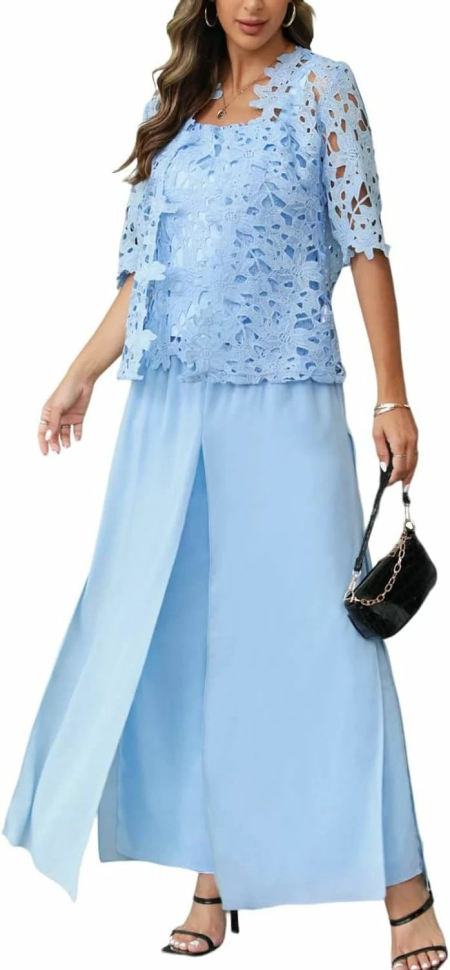 Zongqiven Women's Elegant 3-Piece Pant Suit Set for Wedding, Mother of the Bride & Formal Evening Occasions