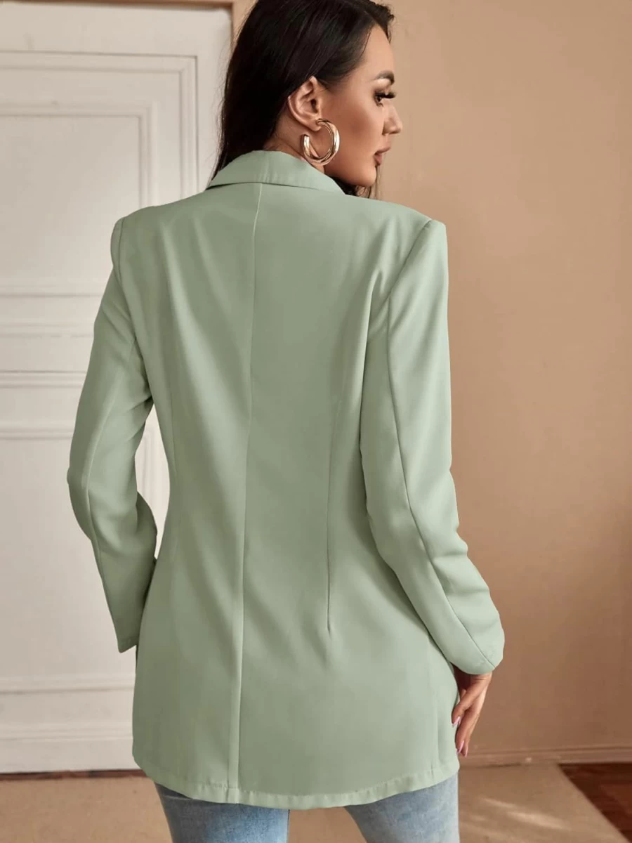 Floerns Women's Solid Color Notched Lapel Blazer Jacket - Long Sleeve Single Breasted Office Coat for Professional Wear