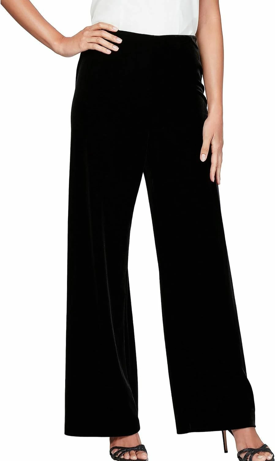 Alex Evenings Women's Velvet Dress Pants - Straight Leg, Full Length Formal Trousers (Regular & Petite Sizes)