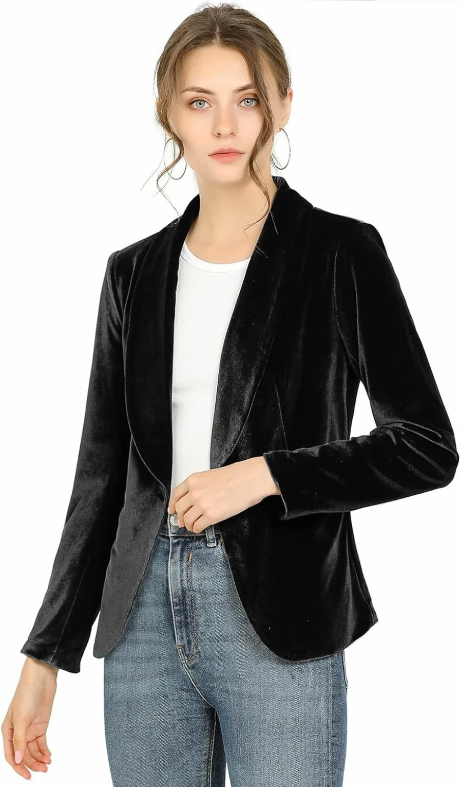 Allegra K Women's Stylish Single-Breasted Blazer Jacket for Office and Casual Wear