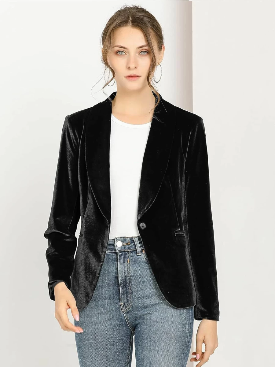 Allegra K Women's Stylish Single-Breasted Blazer Jacket for Office and Casual Wear
