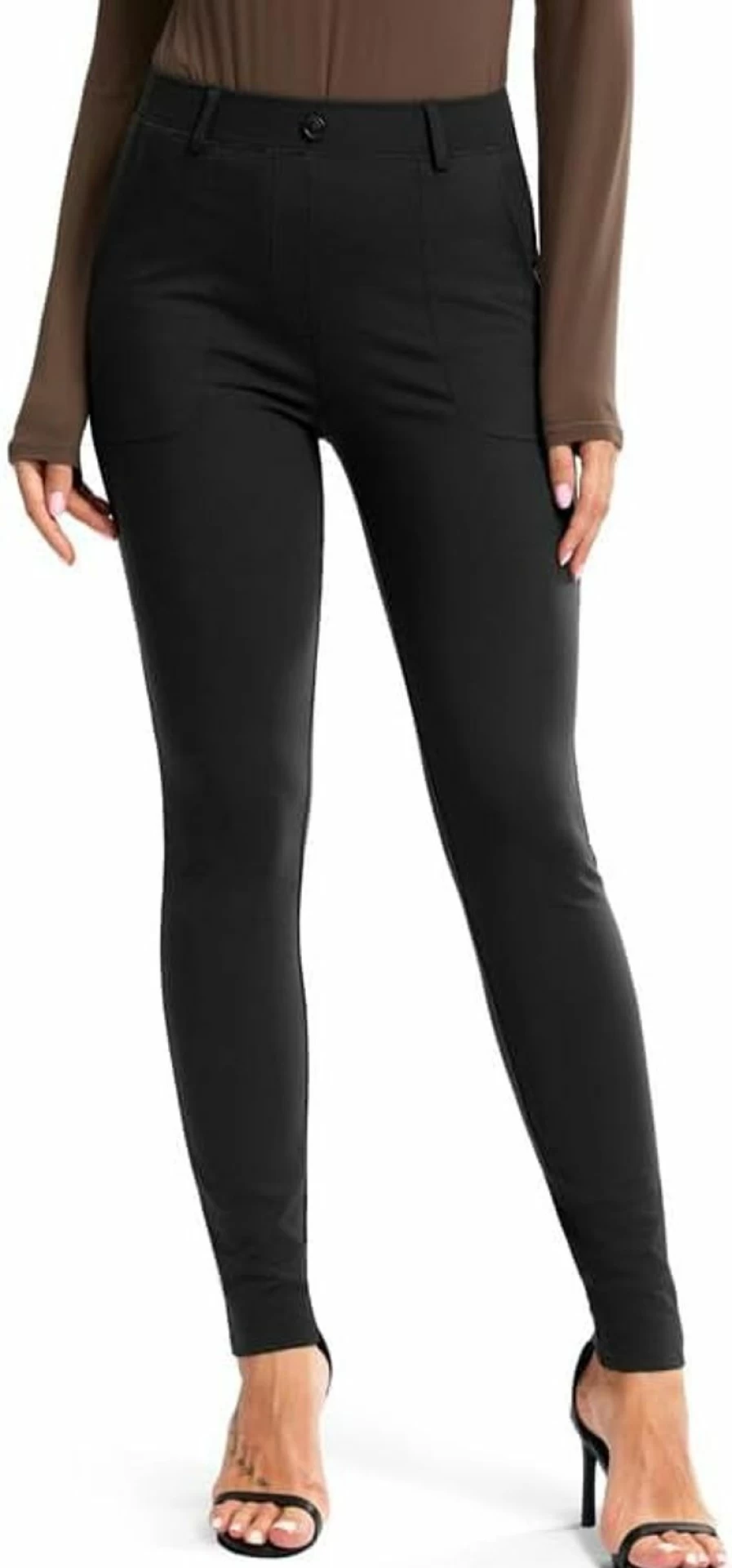 Rammus Women's Stretchy Skinny Dress Pants for Business Casual Office Work with Pockets