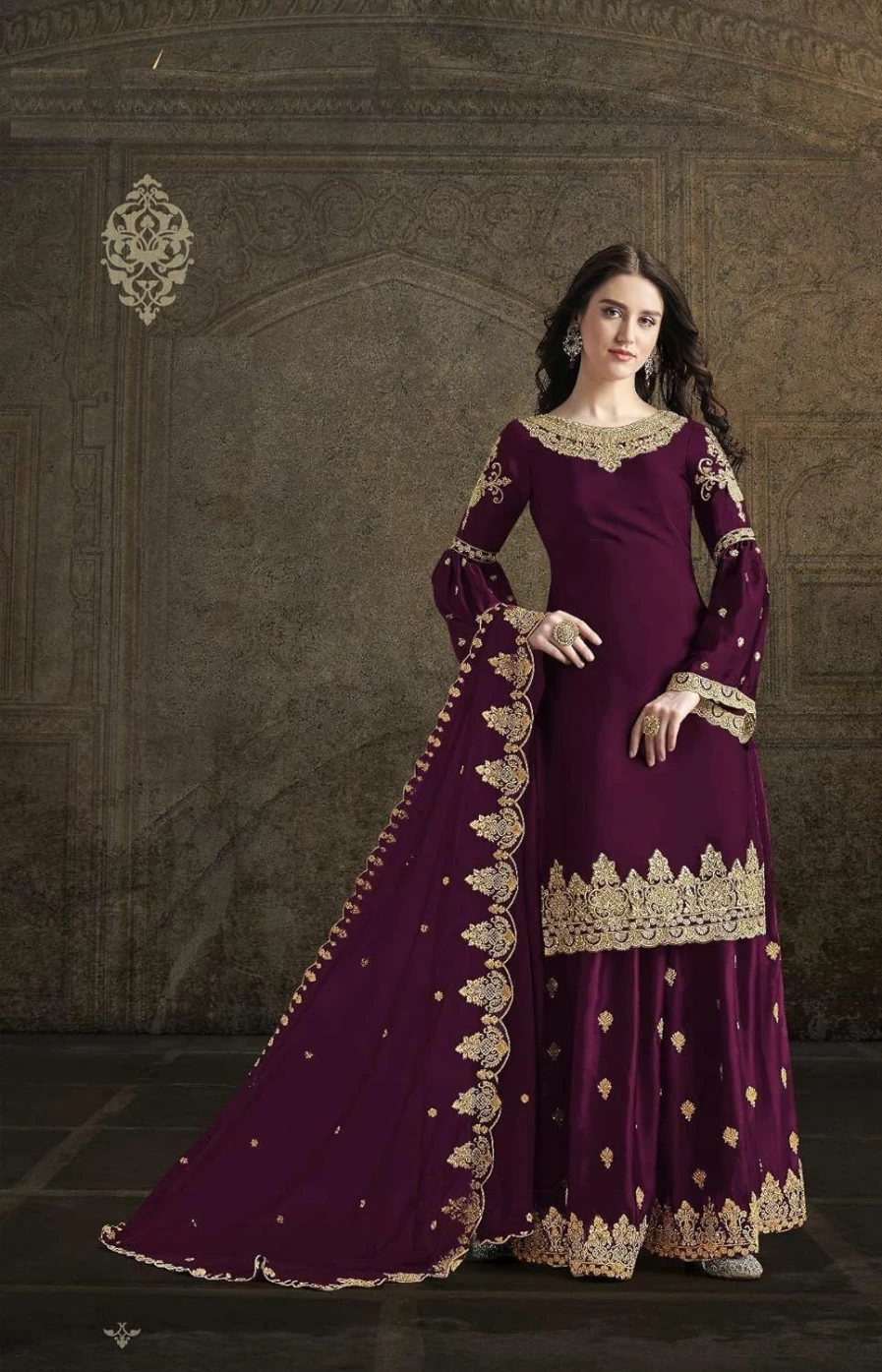"Elegant Prija Collection Women's Wedding Wear Salwar Suit – Indian Pakistani Palazzo Style Ready To Wear Outfit"