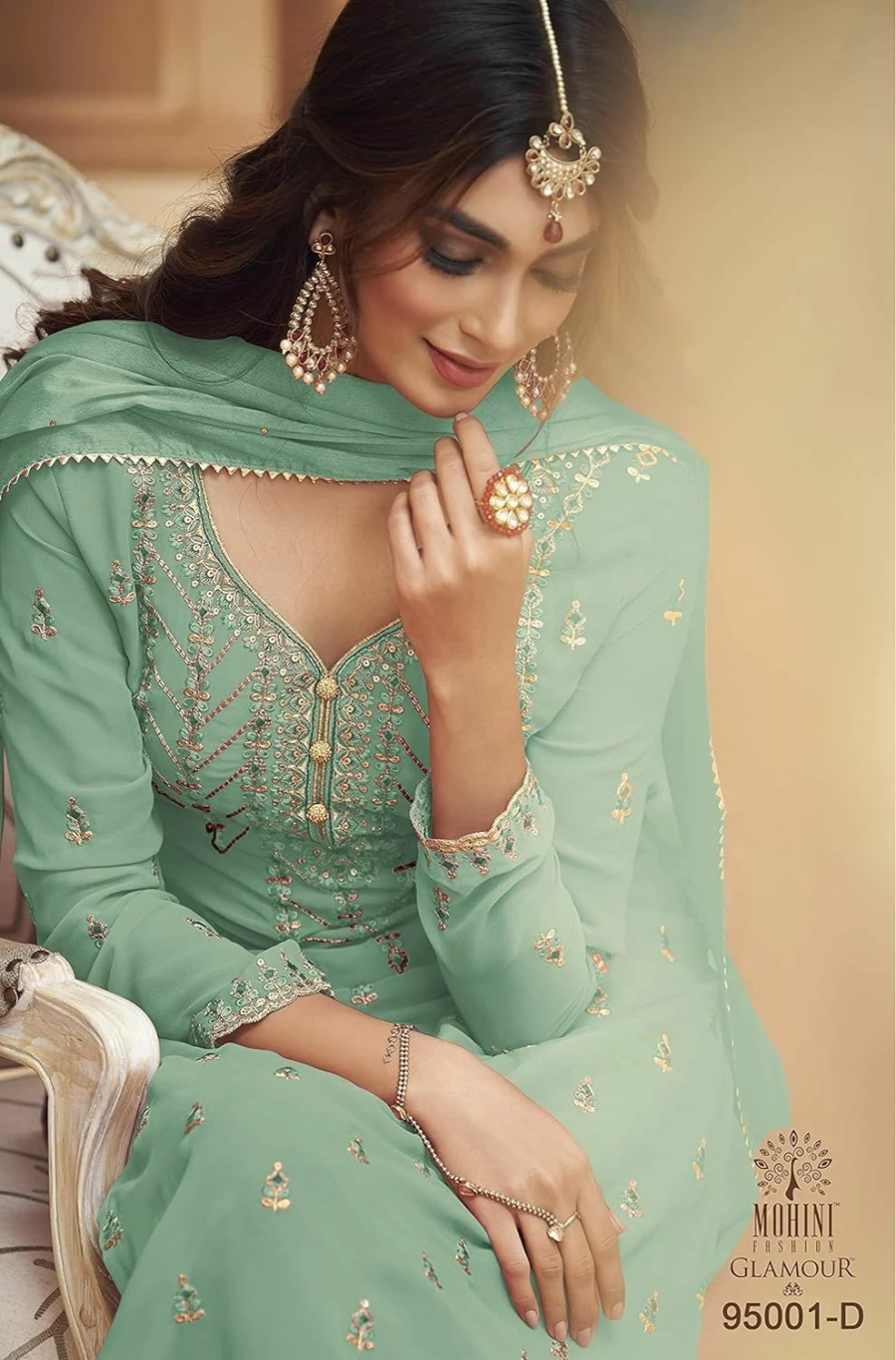 "Designer Pakistani Indian Wedding Party Wear Straight Palazzo Salwar Suit for Women - Prija Collection Ready to Wear"