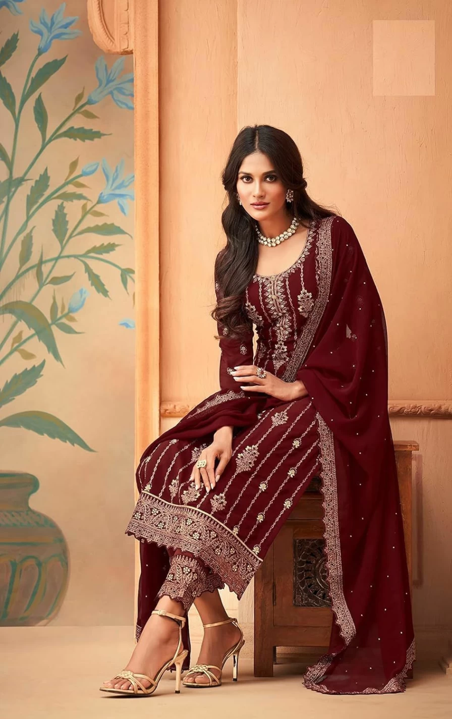 "Elegant Indian Pakistani Salwar Kameez for Women - Party Wedding Ready to Wear Outfit"