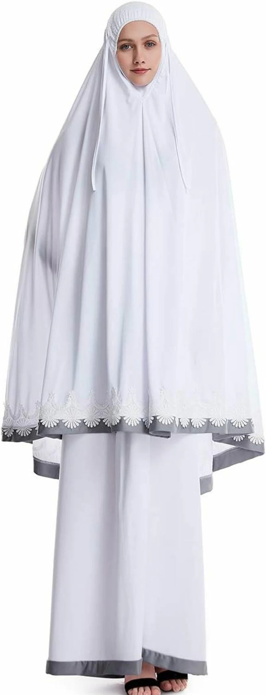 "Elegant HANYIMIDOO Muslim Women's Full Cover Long Hijab & Abaya Set - Modest Two-Piece Thobe Outfit"