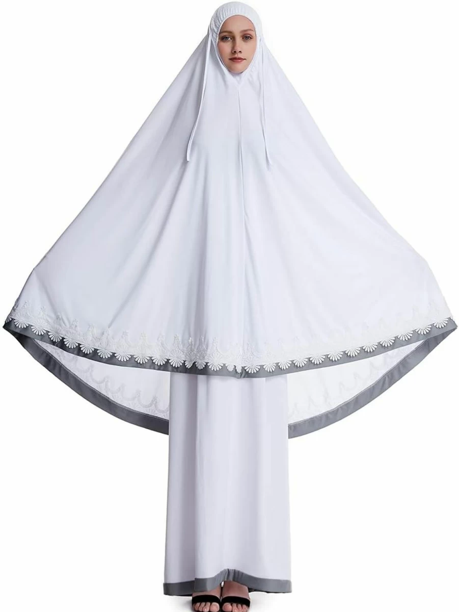 "Elegant HANYIMIDOO Muslim Women's Full Cover Long Hijab & Abaya Set - Modest Two-Piece Thobe Outfit"