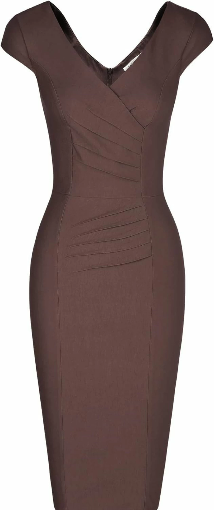MUXXN Vintage 1950s V-Neck Ruched Sheath Dress for Women - Retro Pencil Dress for Formal Occasions