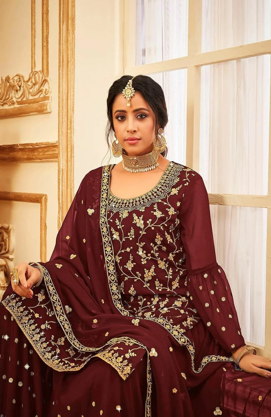 "Elegant Indian Designer Palazzo Salwar Suit for Women – Perfect for Weddings & Parties | Prija Collection Ready-to-Wear Outfit"