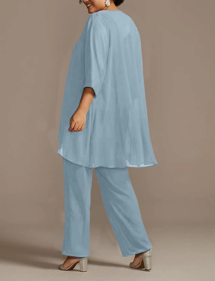 Zongqiven Plus Size Women's 3-Piece Formal Pant Suit Set for Wedding, Bride Mother, and Evening Party Occasions