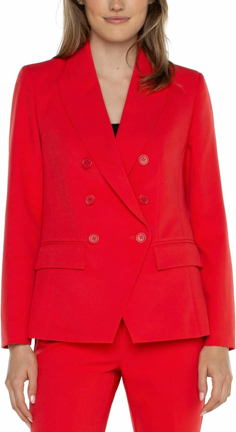 Liverpool Petite Women's Double Breasted Blazer - Luxe Stretch Suiting Jacket for Professional Style