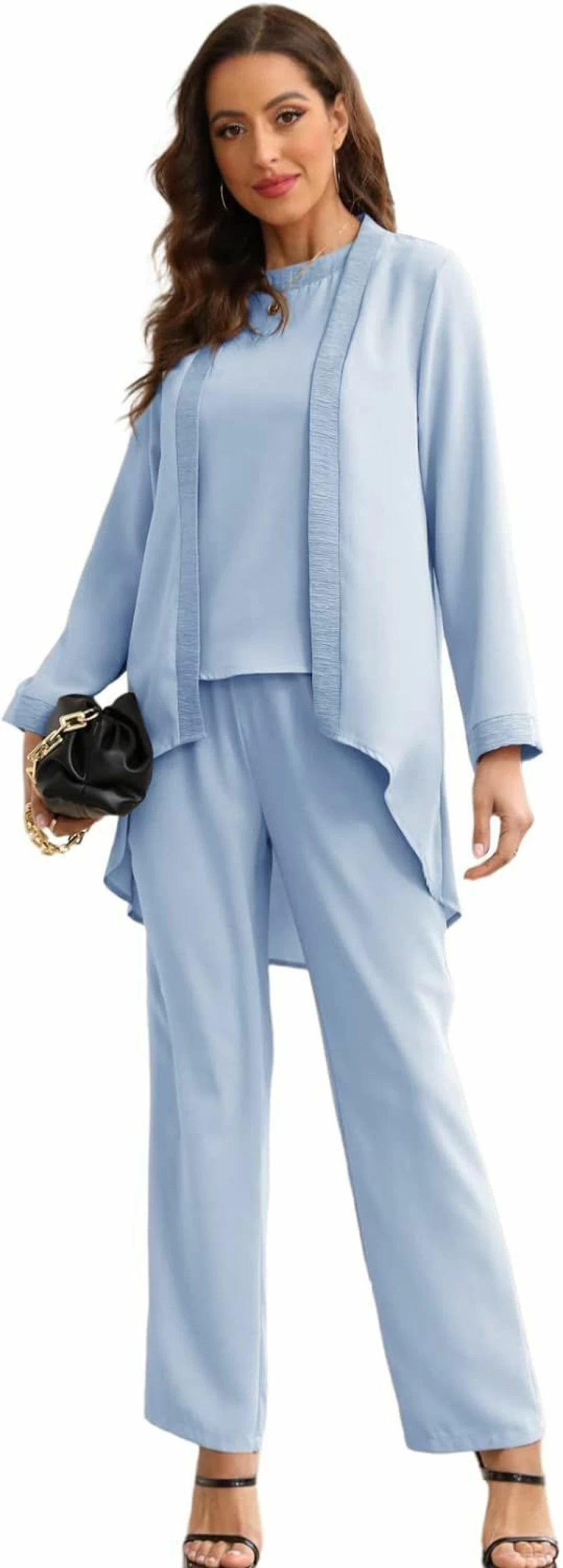 Zongqiven Women's 3-Piece Elegant Pant Suit Set for Wedding, Mother of the Bride Groom, and Formal Evening Occasions